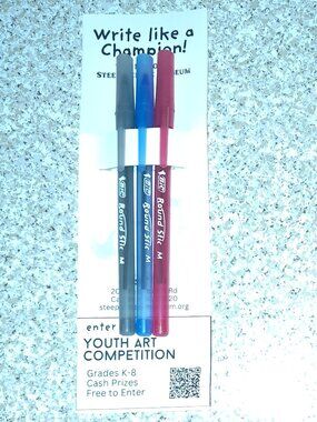 NEW Lot of 3 BIC Round Stic Ballpoint Pens, Medium Point Black Red Blue Ink